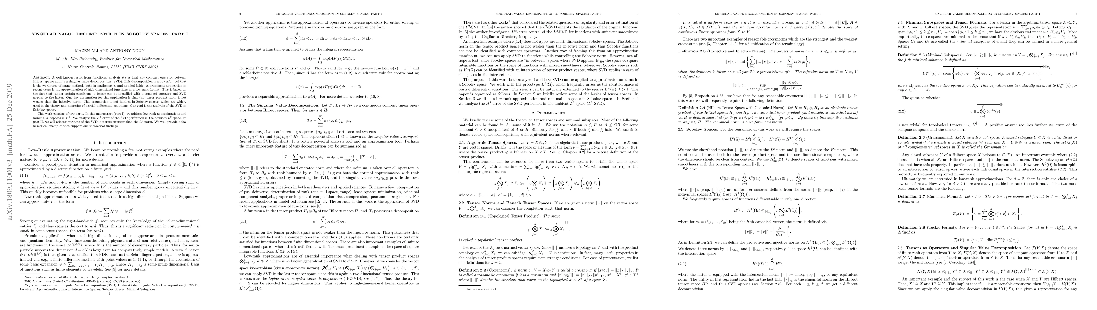 Thumbnail for Singular Value Decomposition in Sobolev Spaces: Part I