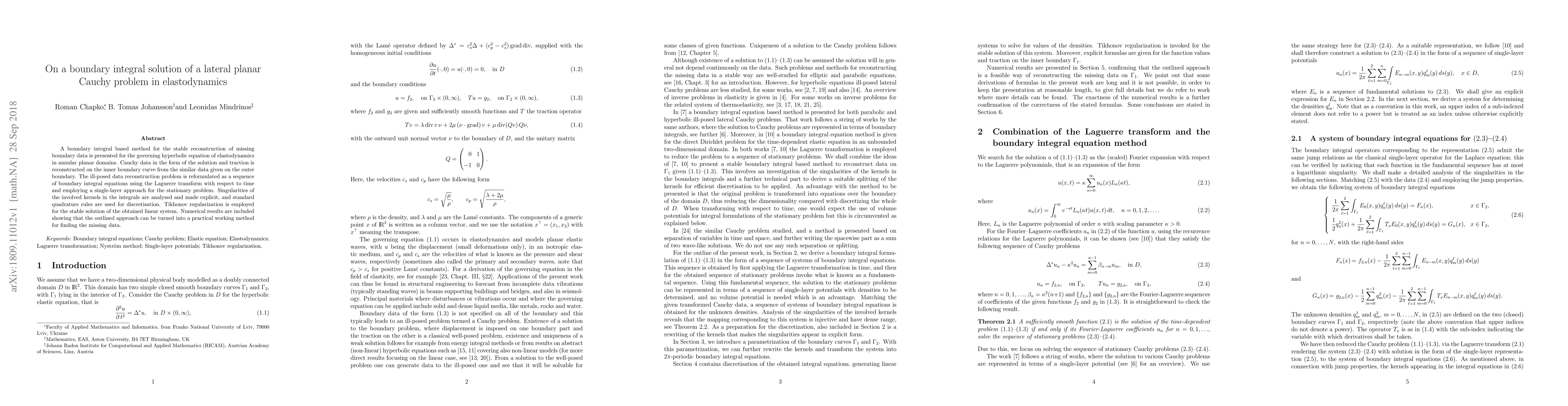 Thumbnail for On a boundary integral solution of a lateral planar Cauchy problem in
  elastodynamics