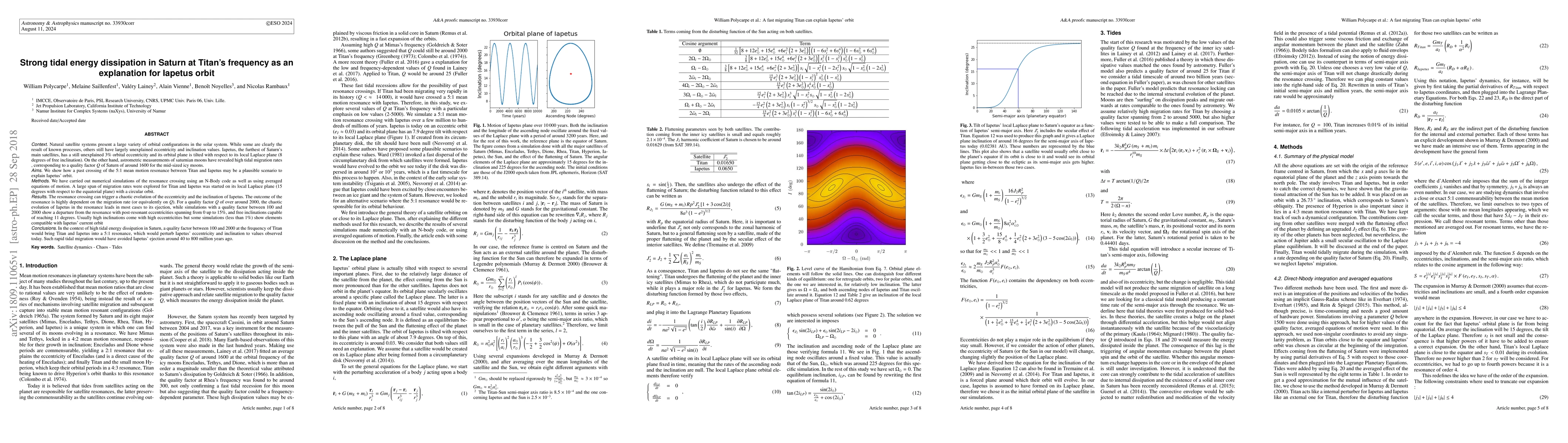 Thumbnail for Strong tidal energy dissipation in Saturn at Titan's frequency as an
  explanation for Iapetus orbit
