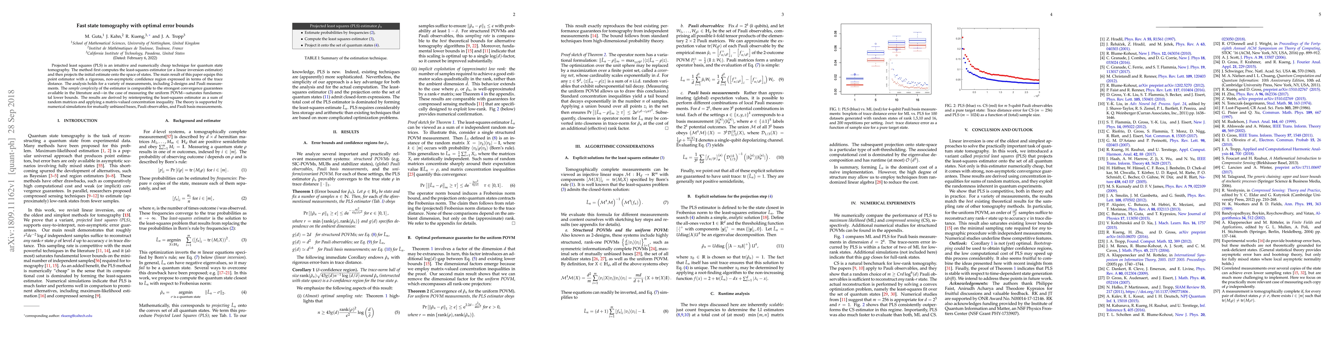 Thumbnail for Fast state tomography with optimal error bounds