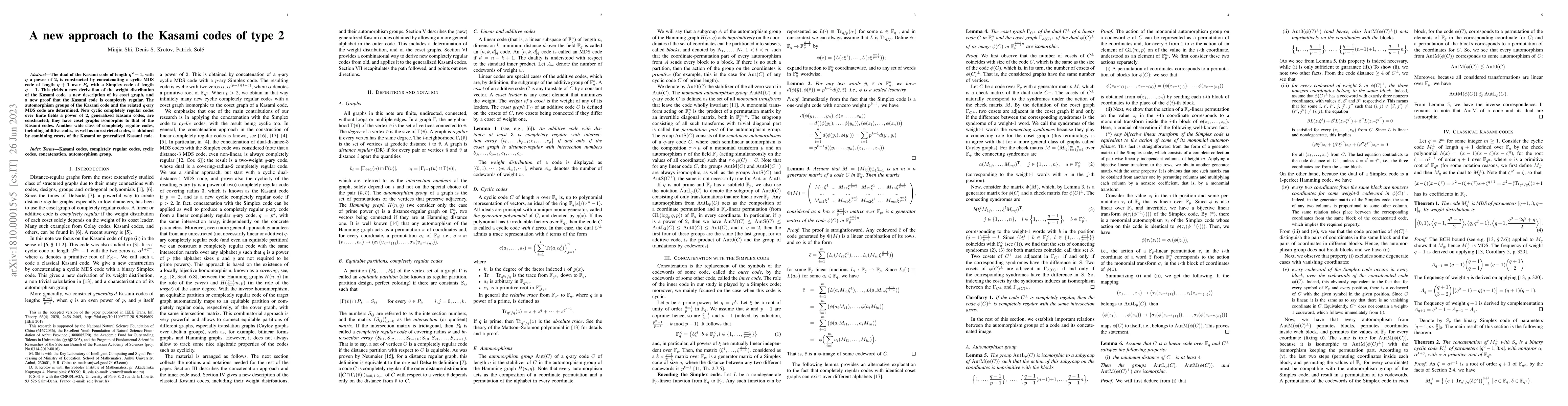 Thumbnail for A new approach to the Kasami codes of type 2