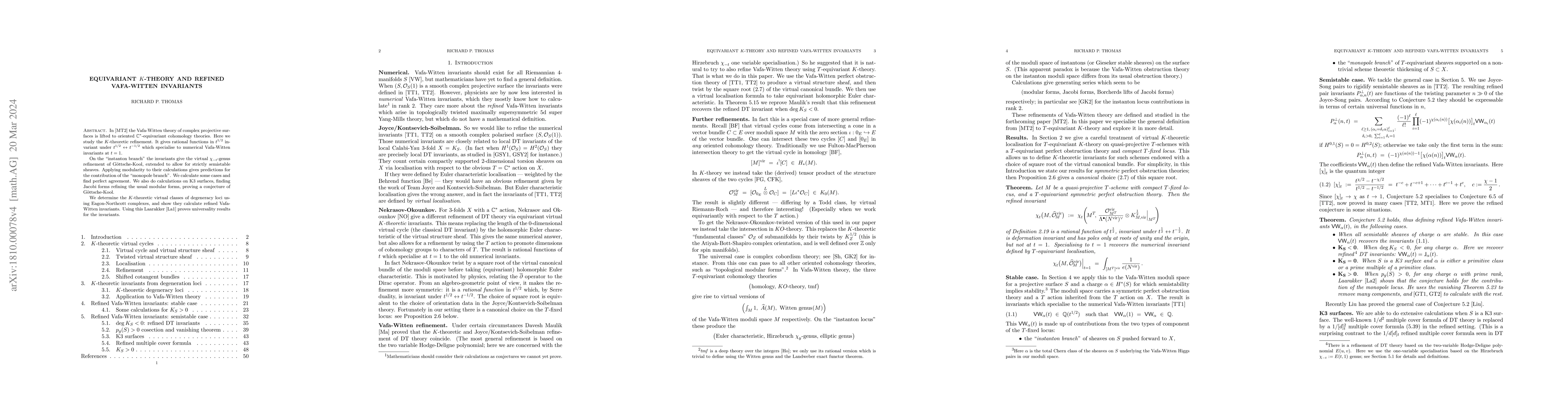 Thumbnail for Equivariant K-theory and refined Vafa-Witten invariants