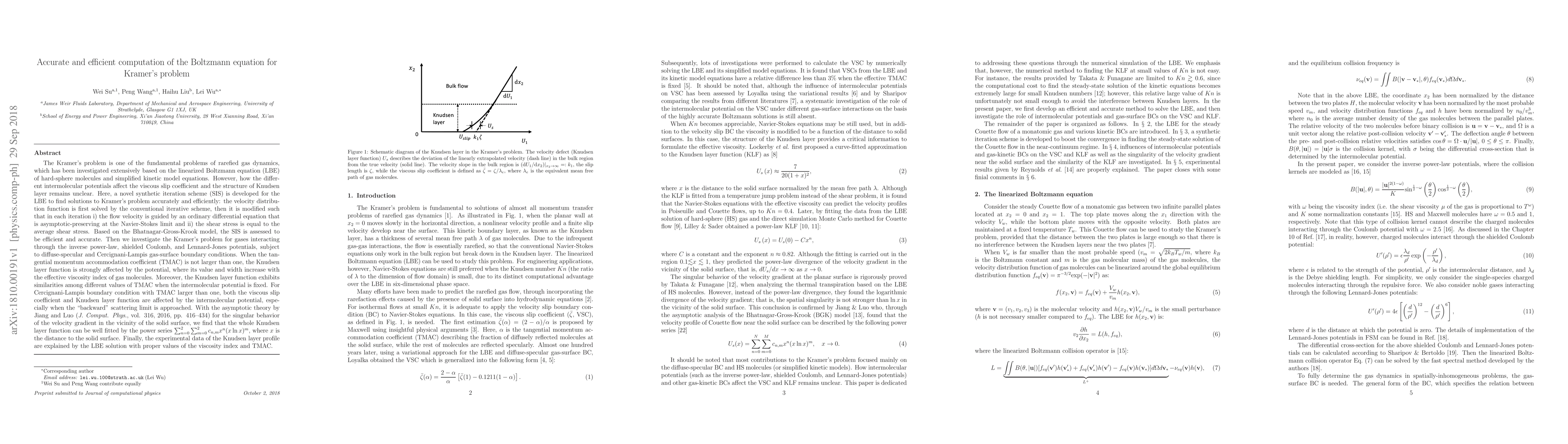 Thumbnail for Accurate and efficient computation of the Boltzmann equation for
  Kramer's problem
