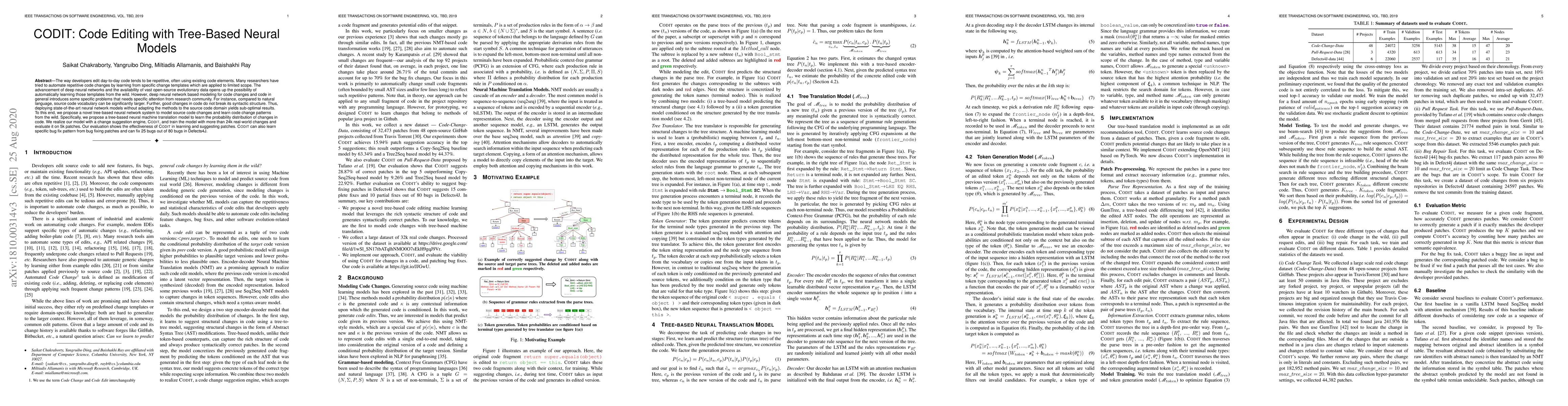 Thumbnail for CODIT: Code Editing with Tree-Based Neural Models