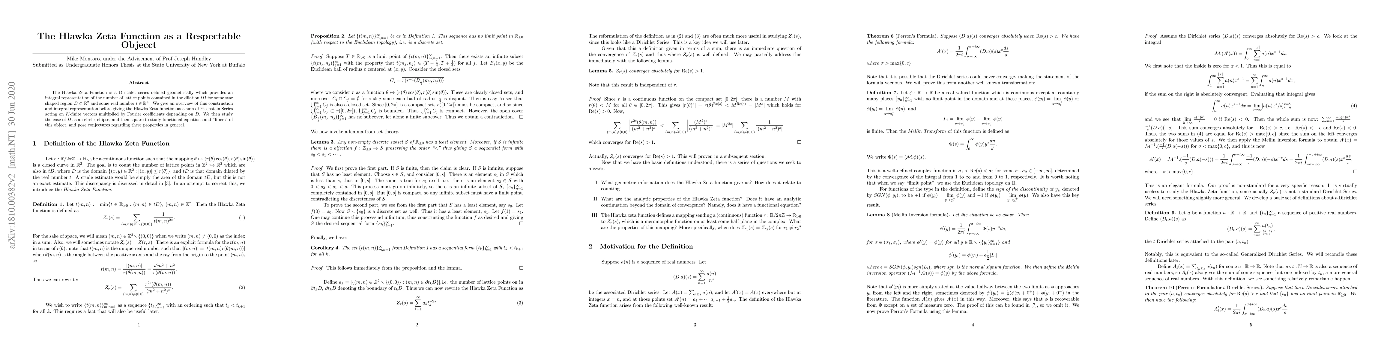 Thumbnail for The Hlawka Zeta Function as a Respectable Object