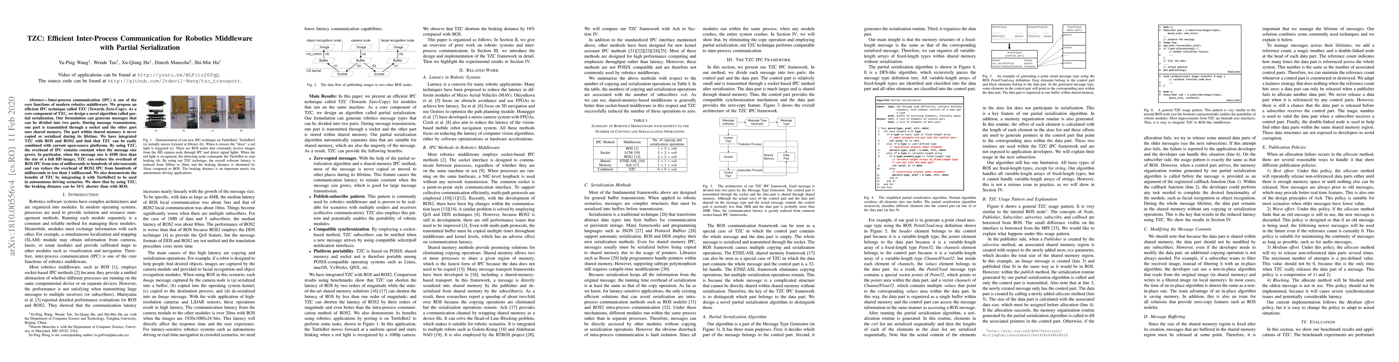 Thumbnail for TZC: Efficient Inter-Process Communication for Robotics Middleware with
  Partial Serialization