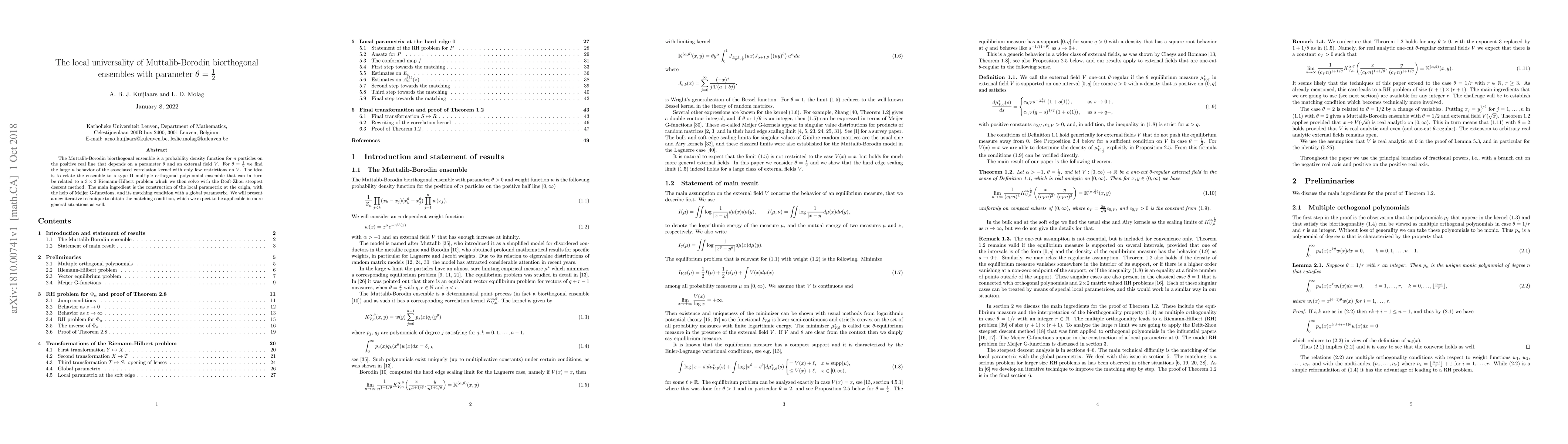 Thumbnail for The local universality of Muttalib-Borodin biorthogonal ensembles with
  parameter $\theta = \frac{1}{2}$