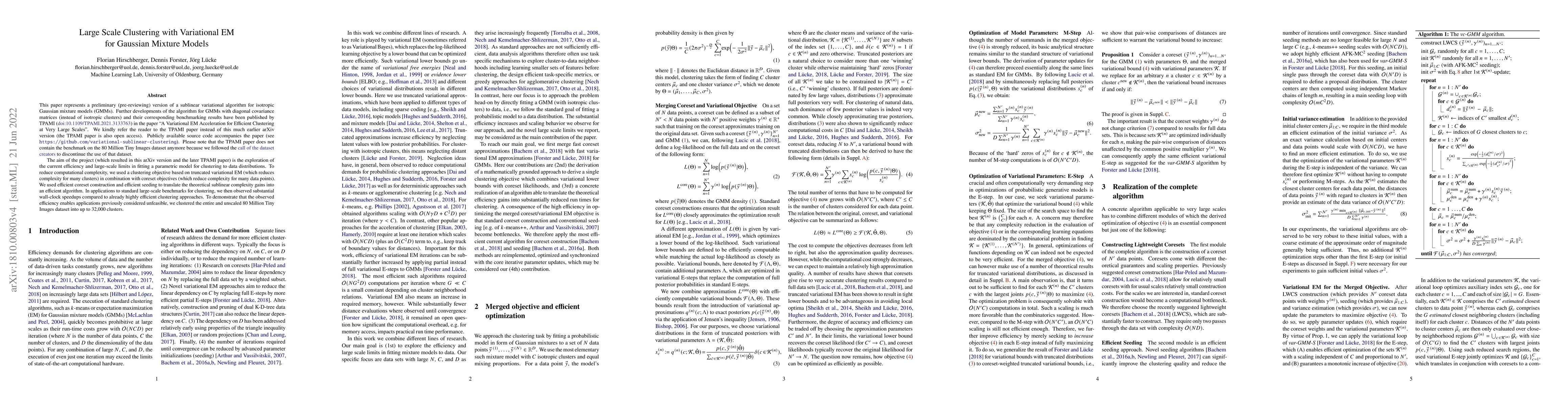 Thumbnail for Large Scale Clustering with Variational EM for Gaussian Mixture Models