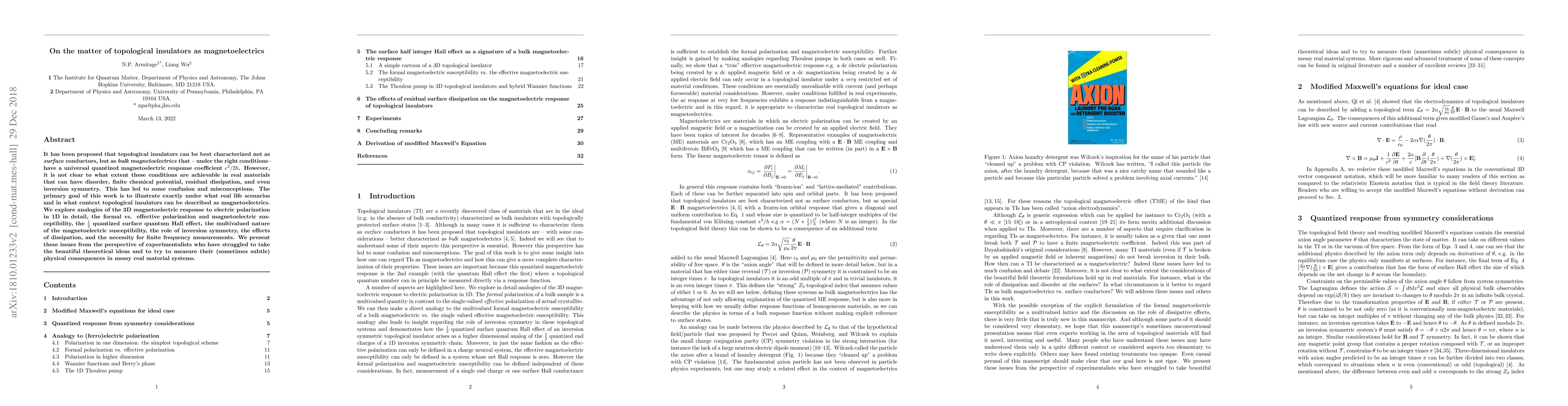 Thumbnail for On the matter of topological insulators as magnetoelectrics