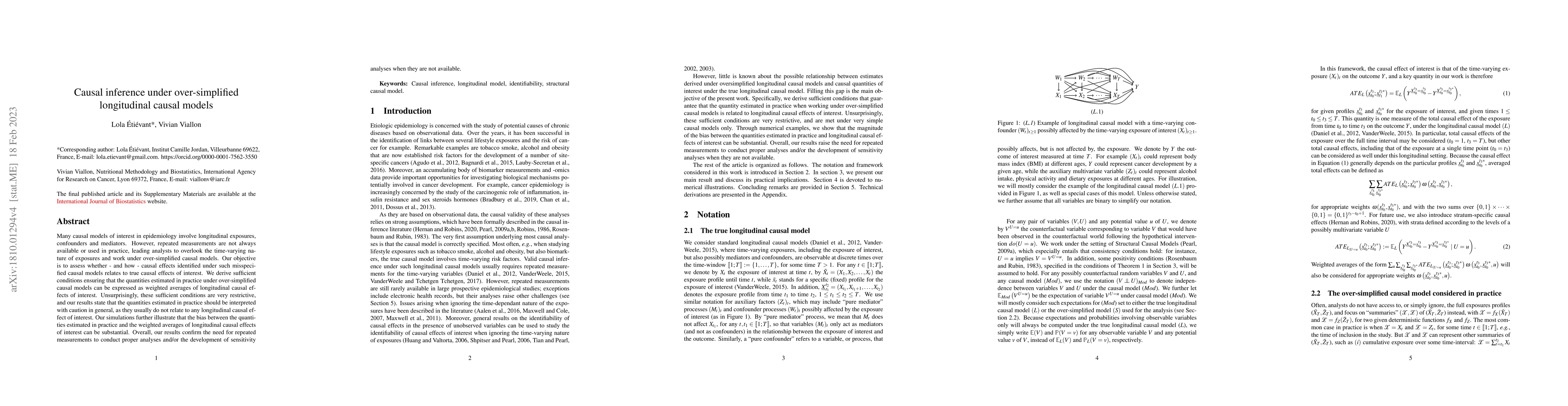 Thumbnail for Causal inference under over-simplified longitudinal causal models