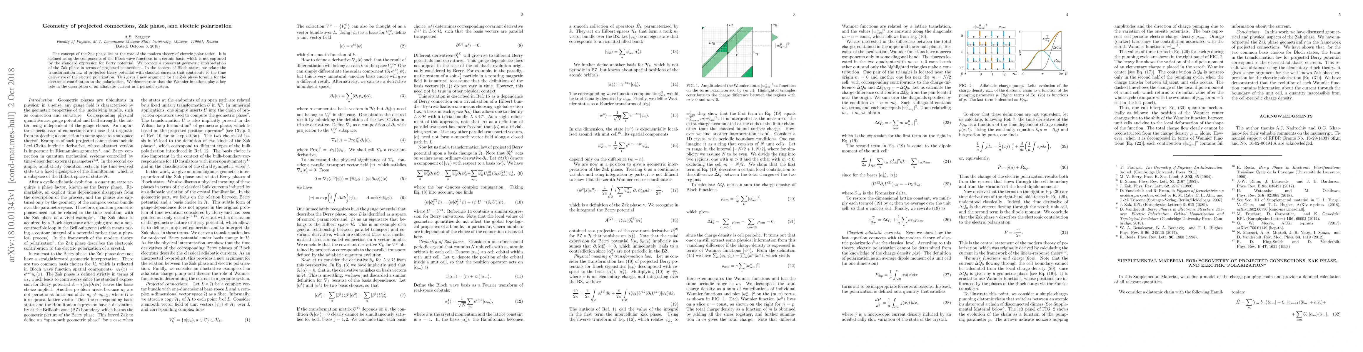 Thumbnail for Geometry of projected connections, Zak phase, and electric polarization