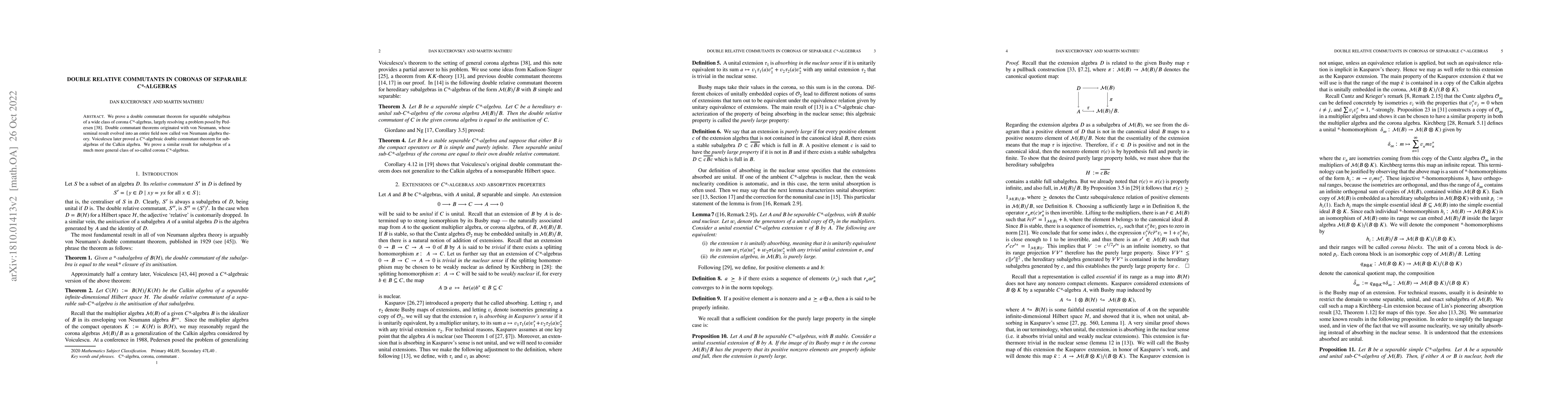 Thumbnail for Relative double commutants in coronas of separable C*-algebras
