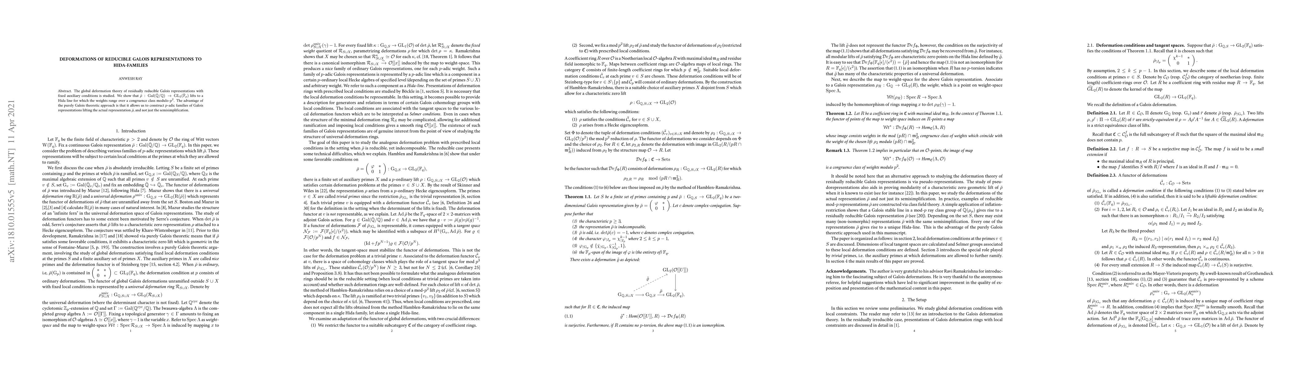 Thumbnail for Deformations of Reducible Galois Representations to Hida-Families