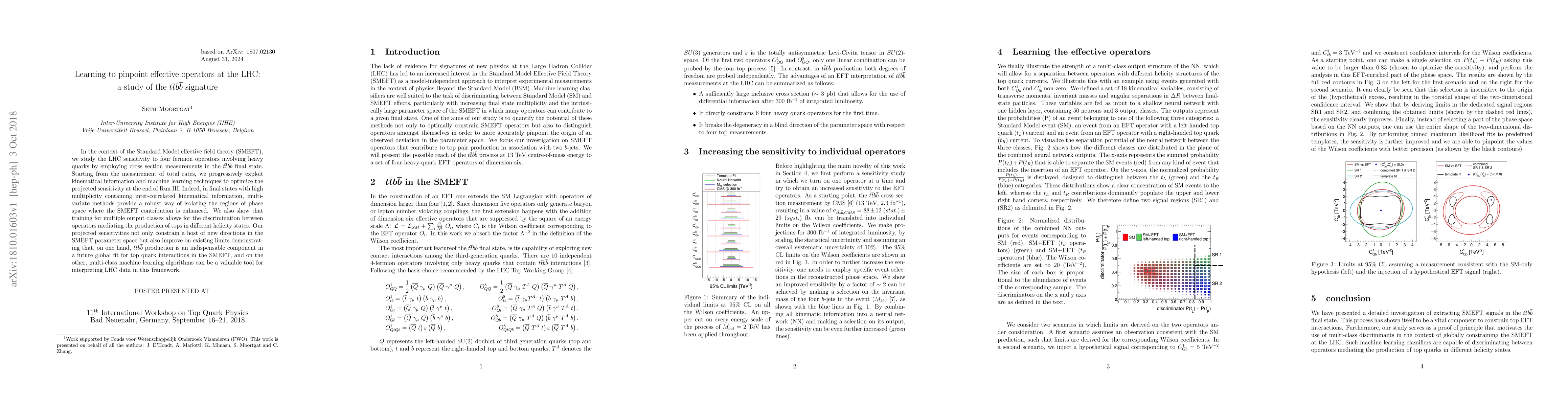 Thumbnail for Learning to pinpoint effective operators at the LHC: a study of the
  $t\bar{t}b\bar{b}$ signature