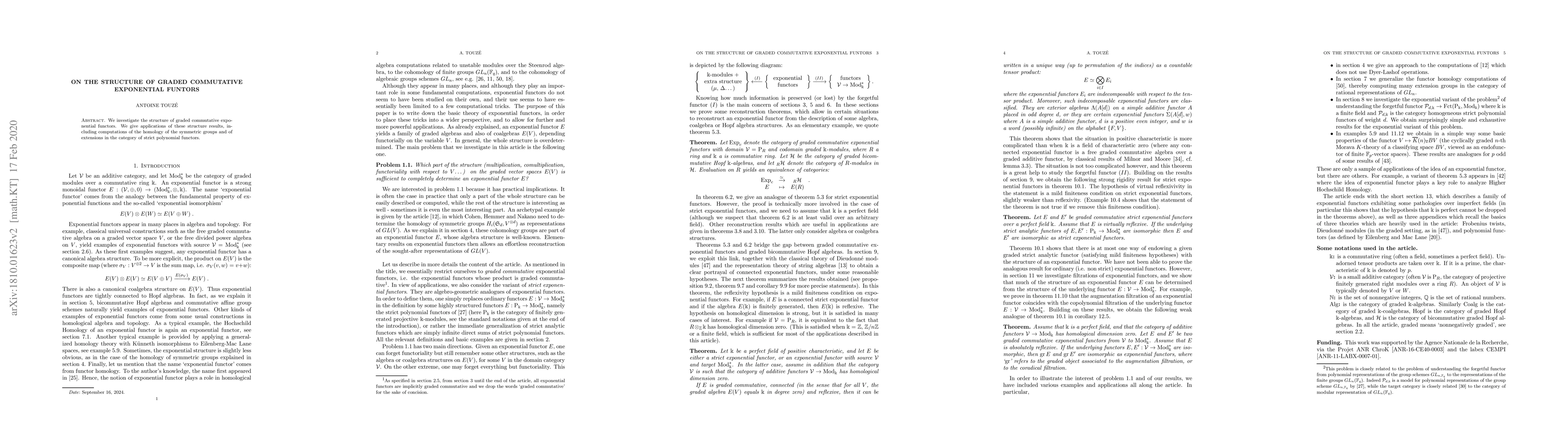 Thumbnail for On the structure of graded commutative exponential funtors