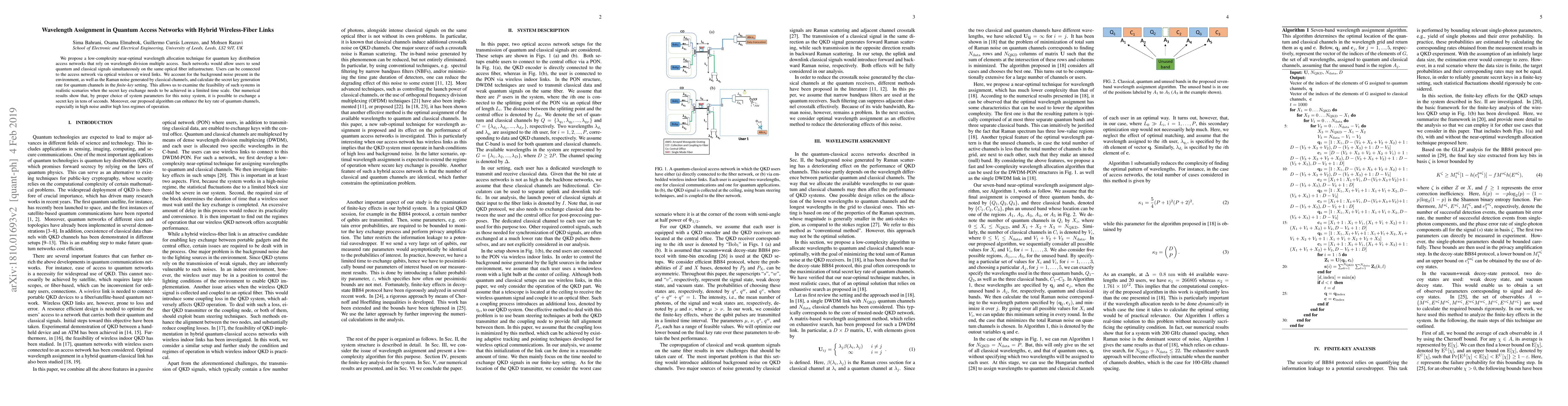 Thumbnail for Wavelength Assignment in Quantum Access Networks with Hybrid
  Wireless-Fiber Links