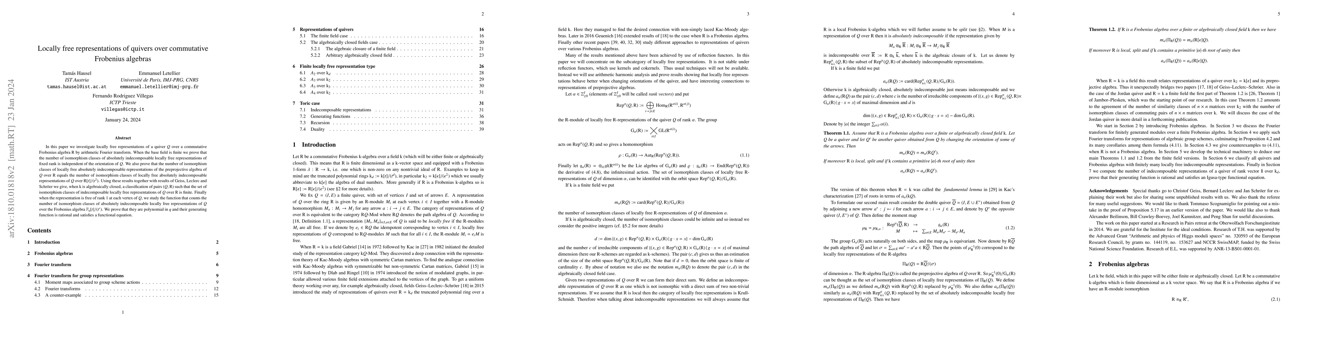 Thumbnail for Locally free representations of quivers over commutative Frobenius
  algebras