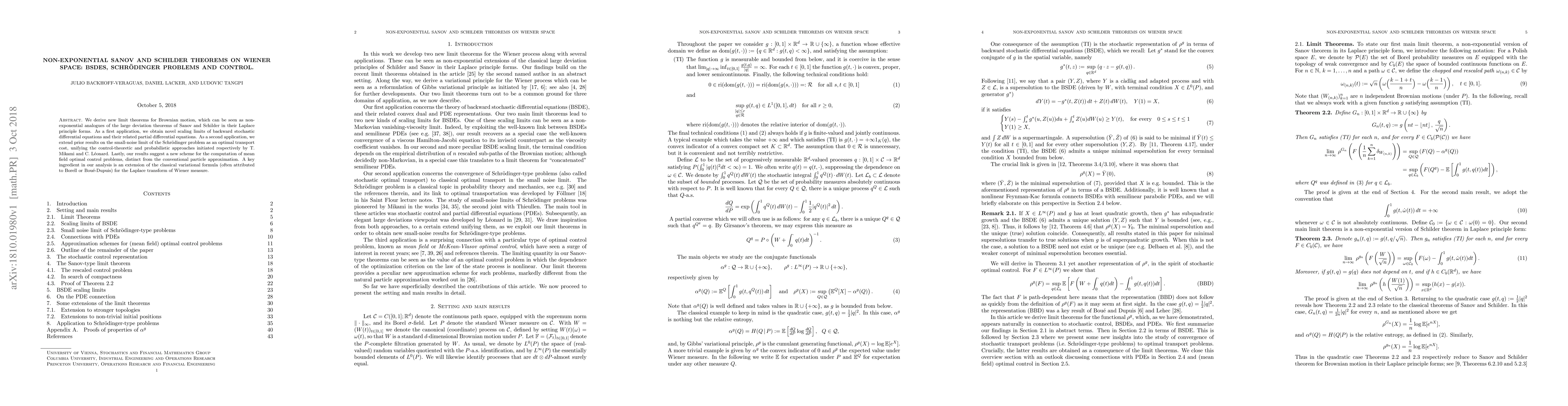 Thumbnail for Non-exponential Sanov and Schilder theorems on Wiener space: BSDEs,
  Schr\"odinger problems and Control