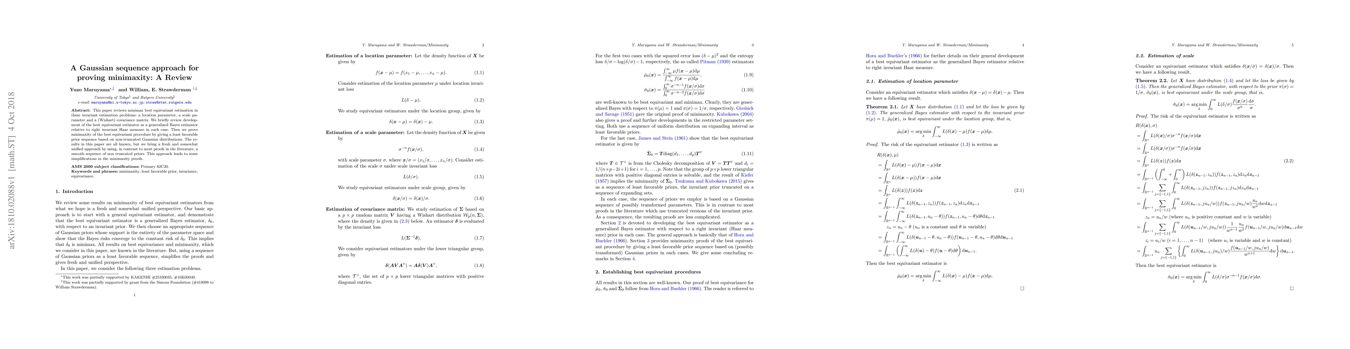 Thumbnail for A Gaussian sequence approach for proving minimaxity: A Review