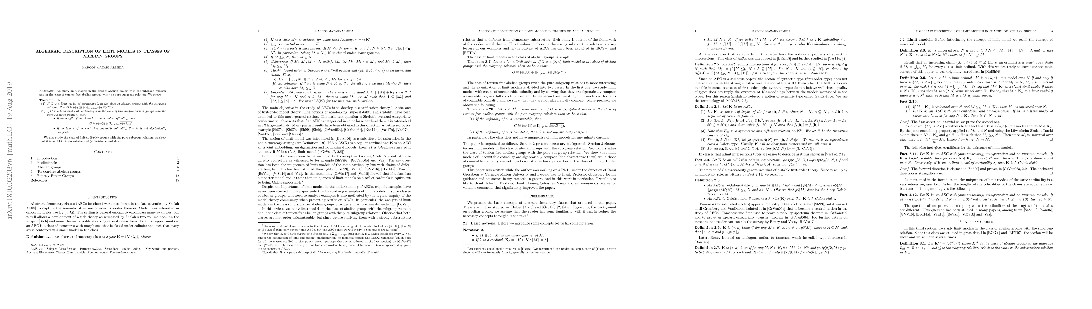 Thumbnail for Algebraic description of limit models in classes of abelian groups