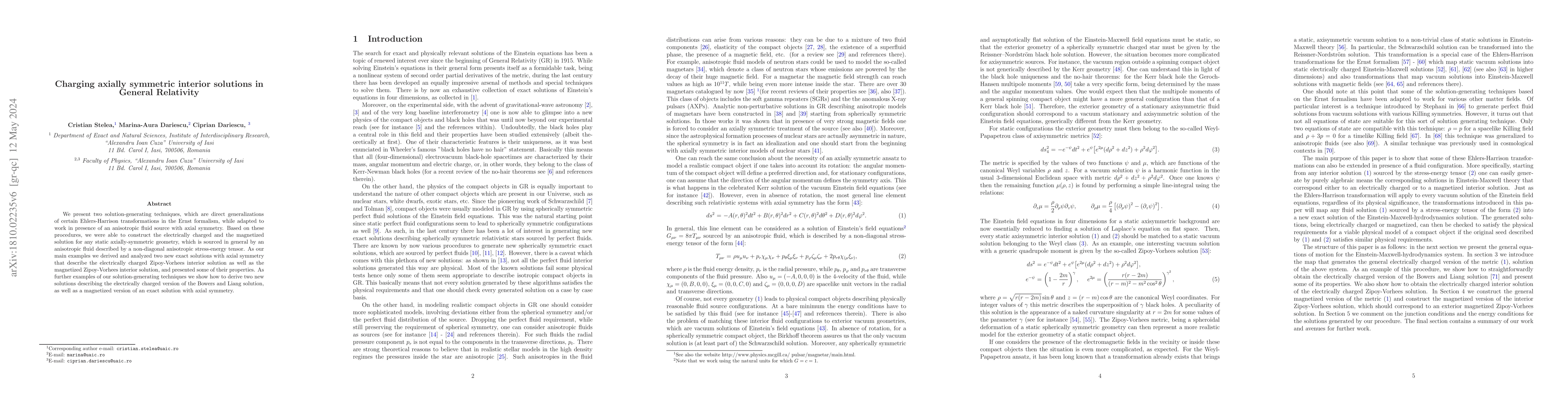 Thumbnail for Charging axially symmetric interior solutions in General Relativity