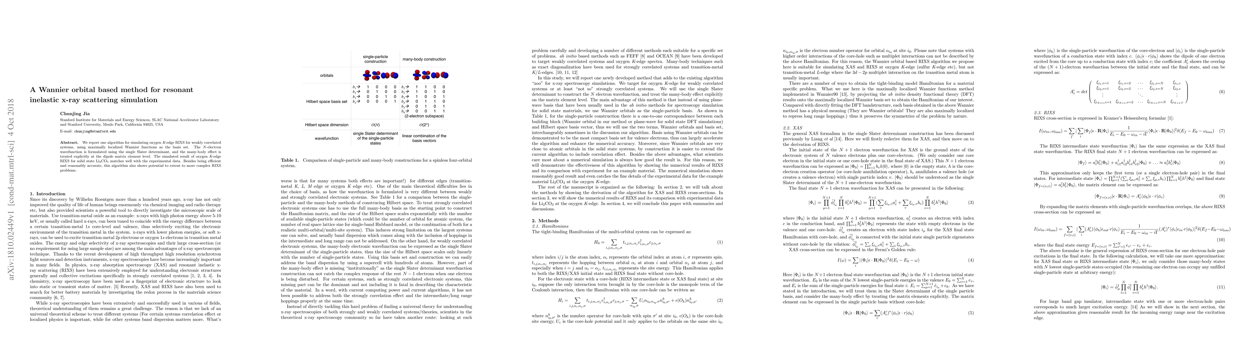 Thumbnail for A Wannier orbital based method for resonant inelastic x-ray scattering
  simulation