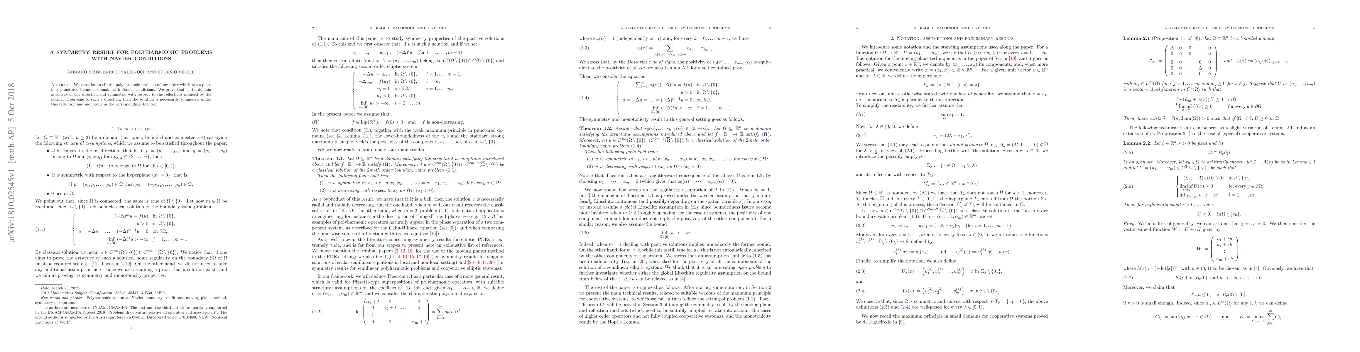 Thumbnail for A symmetry result for polyharmonic problems with Navier conditions
