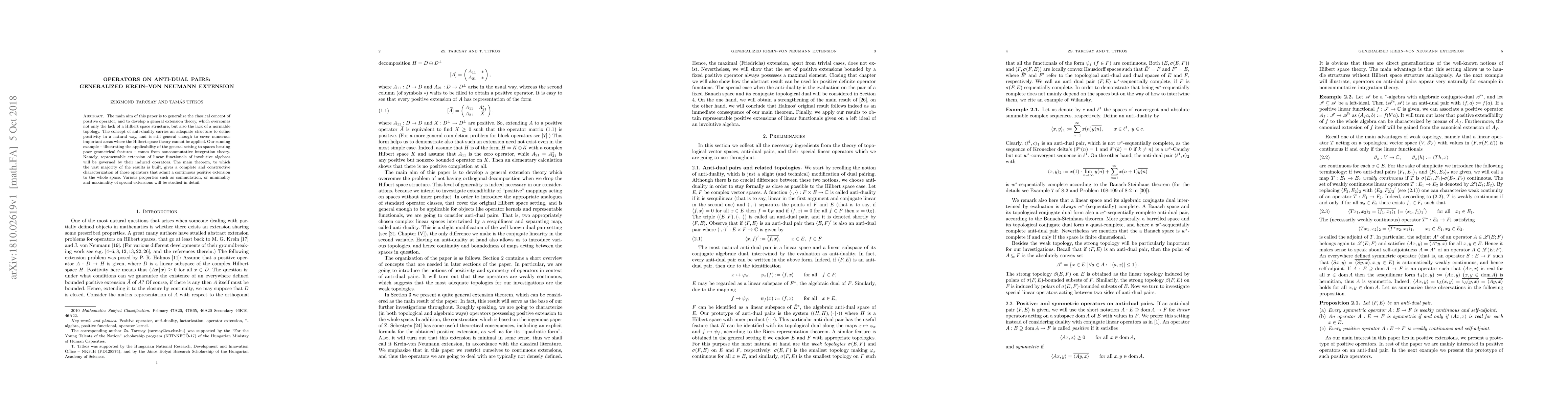 Thumbnail for Operators on anti-dual pairs: Generalized Krein--von Neumann extension