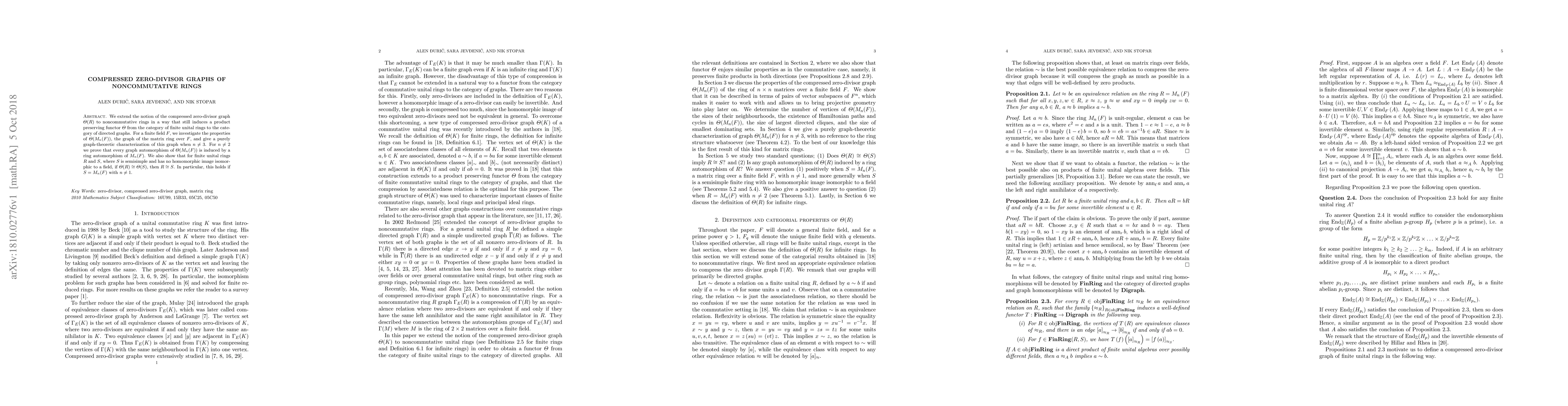 Thumbnail for Compressed zero-divisor graphs of noncommutative rings