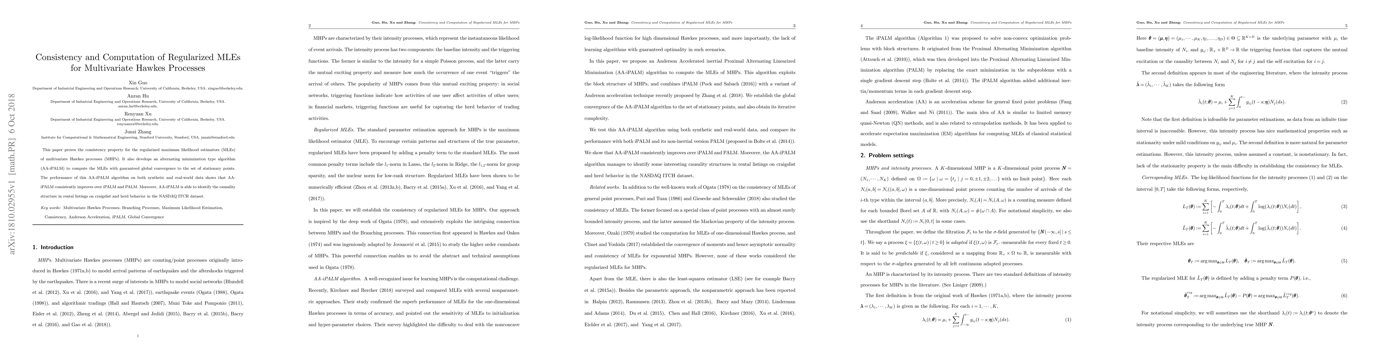 Thumbnail for Consistency and Computation of Regularized MLEs for Multivariate Hawkes
  Processes