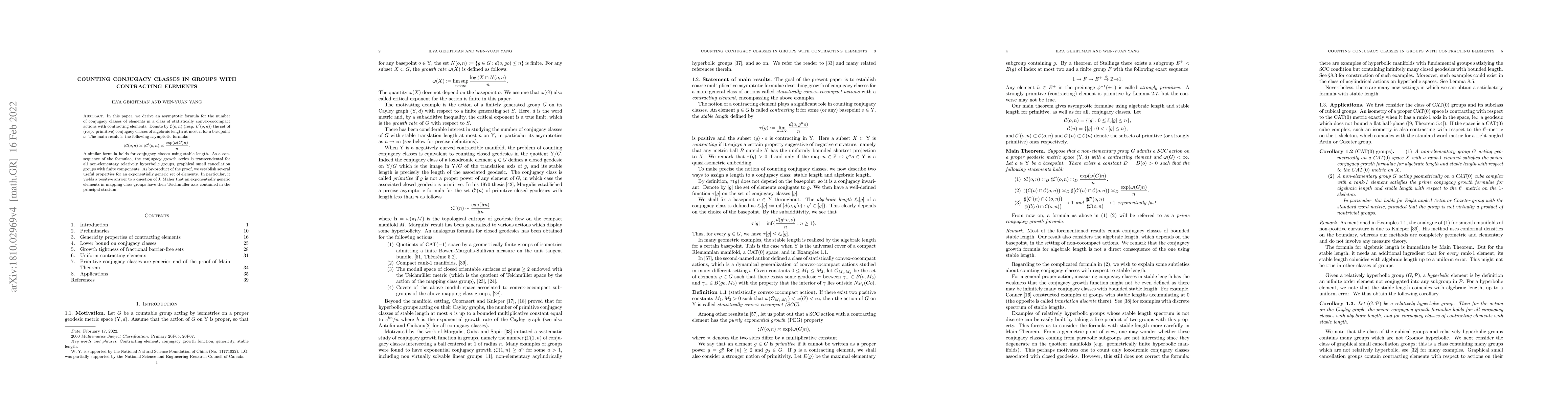 Thumbnail for Counting conjugacy classes in groups with contracting elements