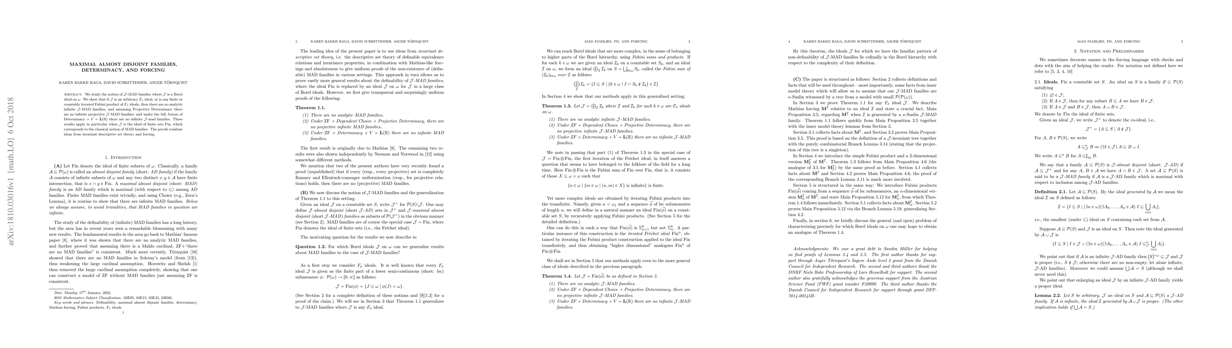 Thumbnail for Maximal almost disjoint families, determinacy, and forcing