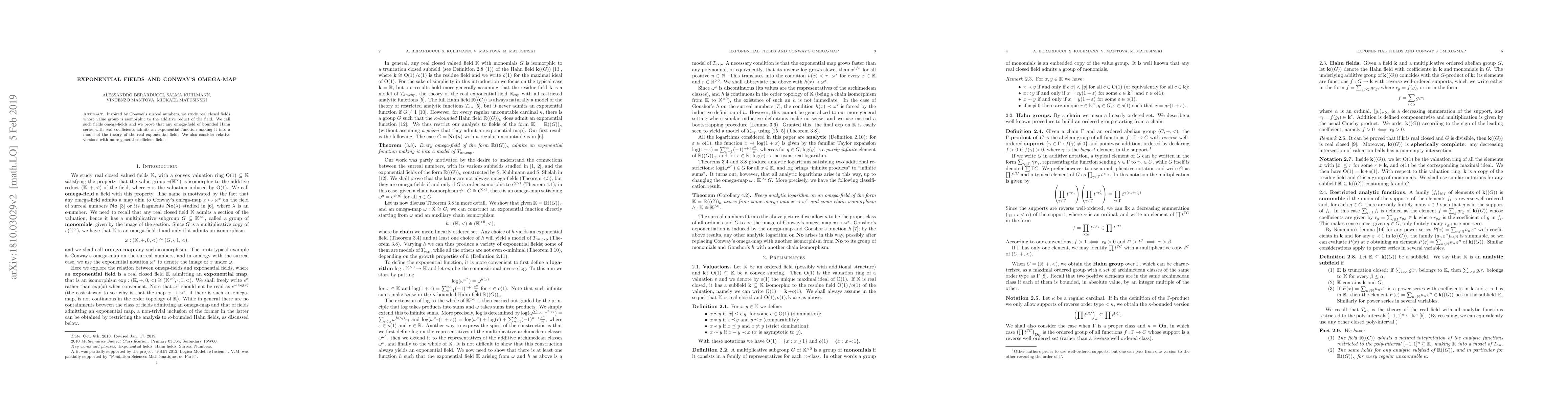 Thumbnail for Exponential fields and Conway's omega-map