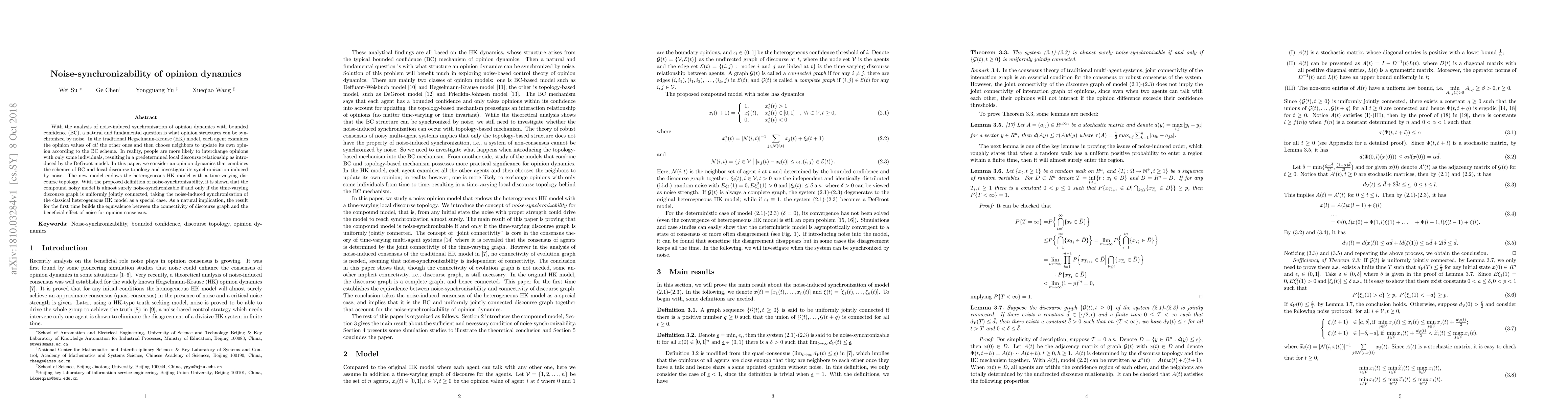 Thumbnail for Noise-synchronizability of opinion dynamics