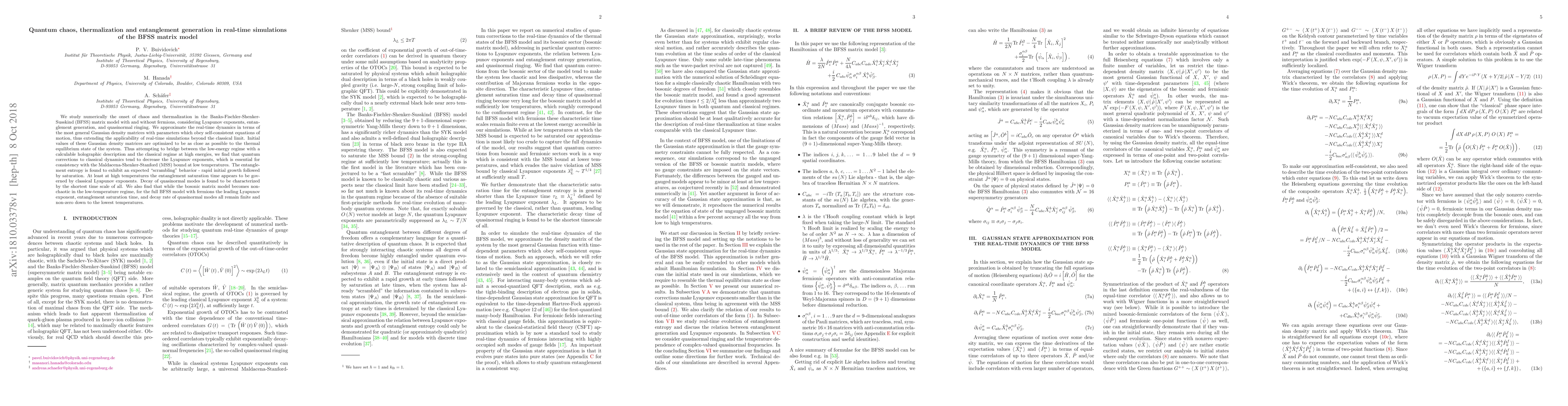 Thumbnail for Quantum chaos, thermalization and entanglement generation in real-time
  simulations of the BFSS matrix model