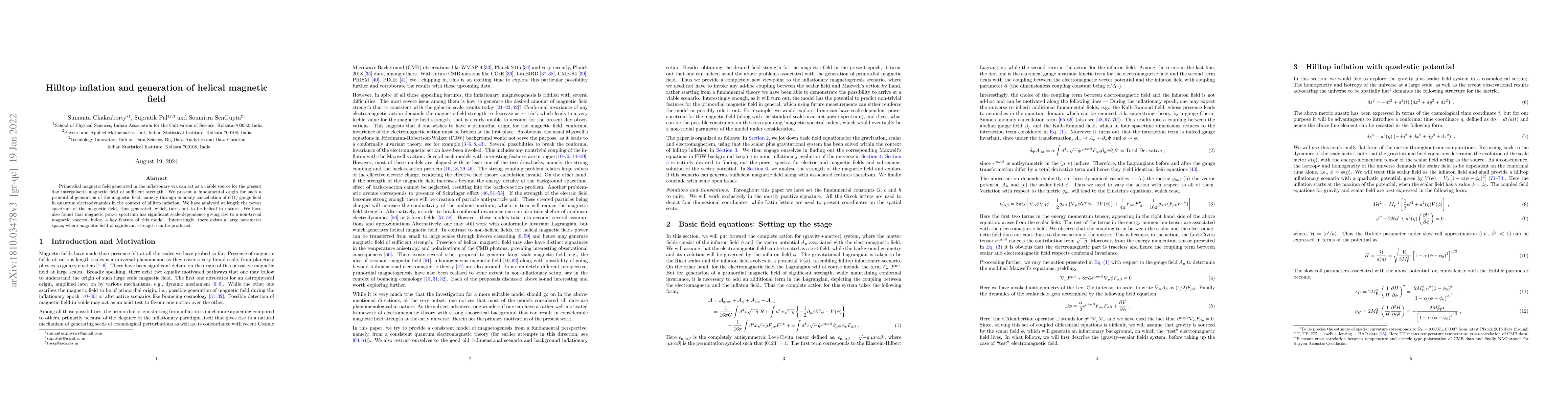 Thumbnail for Hilltop inflation and generation of helical magnetic field