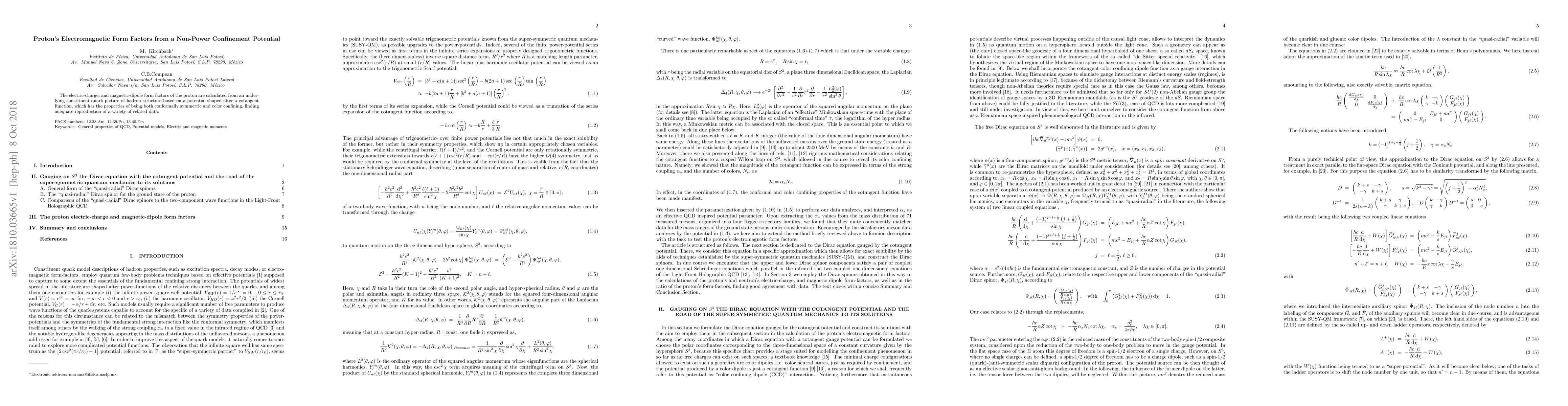 Thumbnail for Proton's Electromagnetic Form Factors from a Non-Power Confinement
  Potential