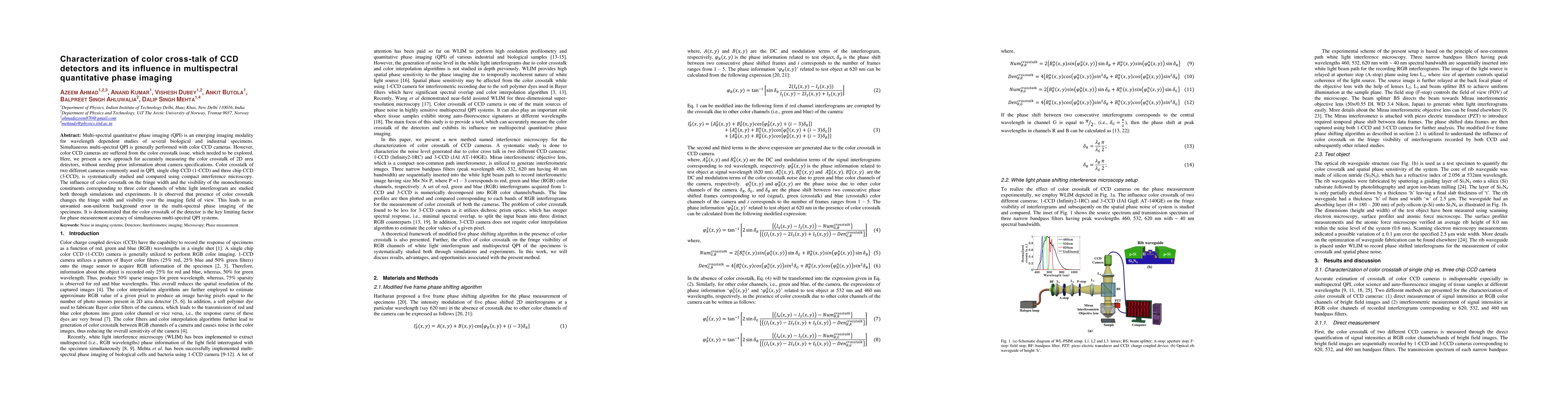 Thumbnail for Characterization of color cross-talk of CCD detectors and its influence
  in multispectral quantitative phase imaging