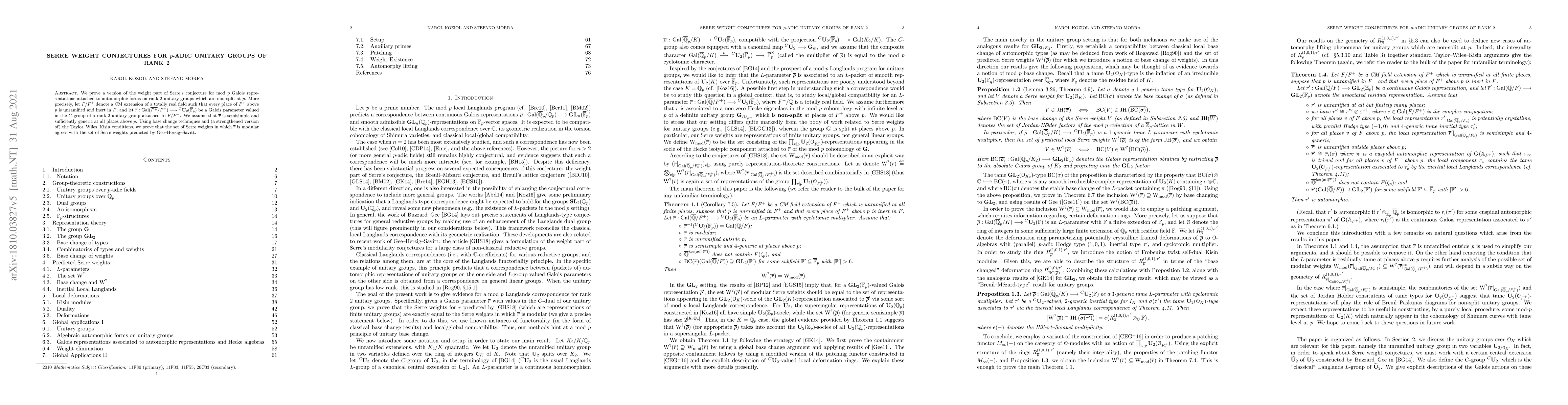 Thumbnail for Serre weight conjectures for $p$-adic unitary groups of rank 2