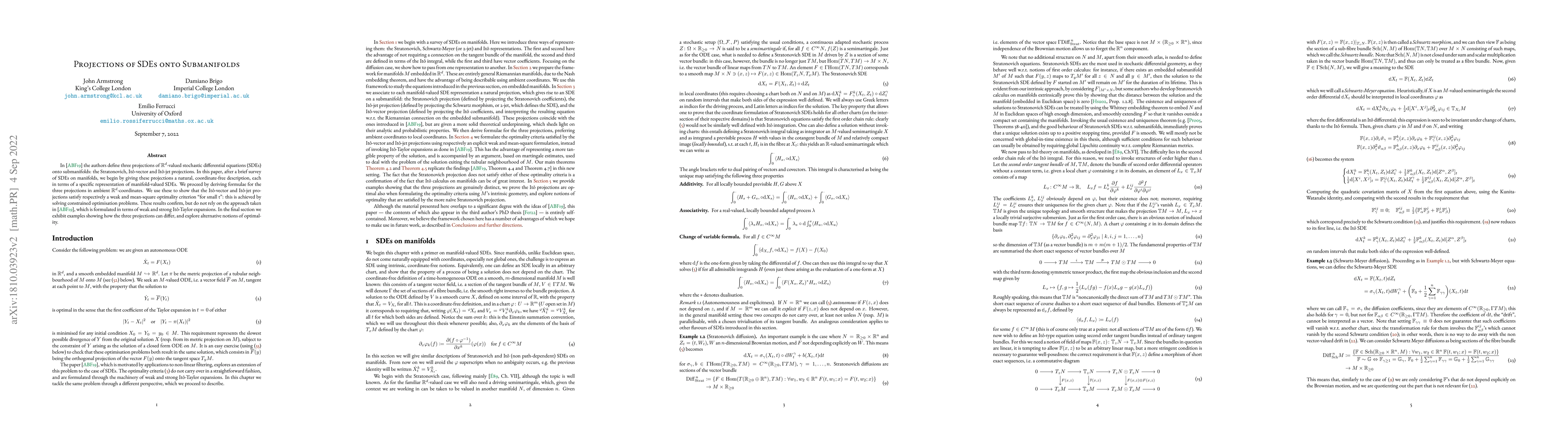 Thumbnail for Projections of SDEs onto Submanifolds