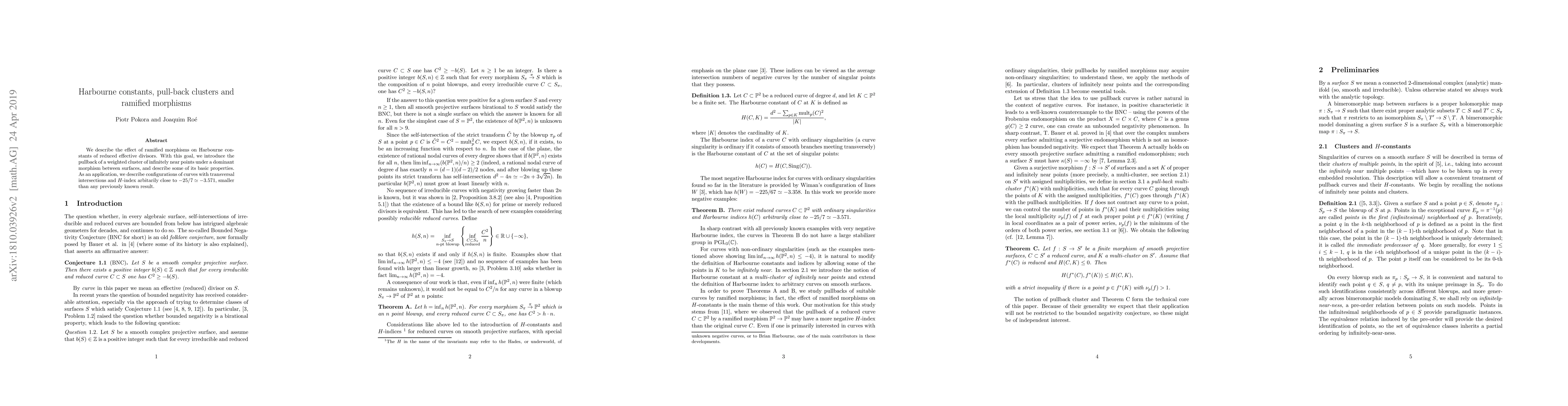 Thumbnail for Harbourne constants, pull-back clusters and ramified morphisms