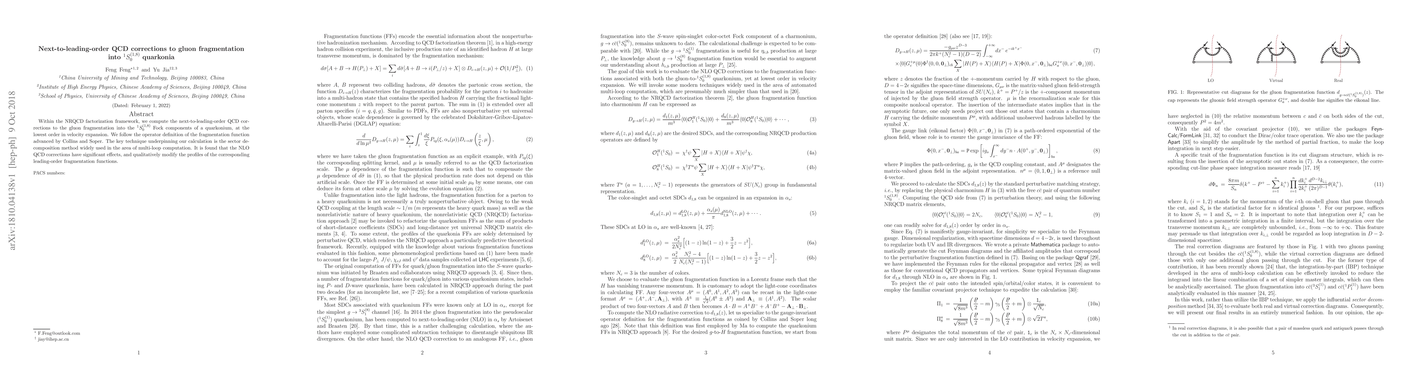 Thumbnail for Next-to-leading-order QCD corrections to gluon fragmentation into
  ${}^1S_0^{(1,8)}$ quarkonia