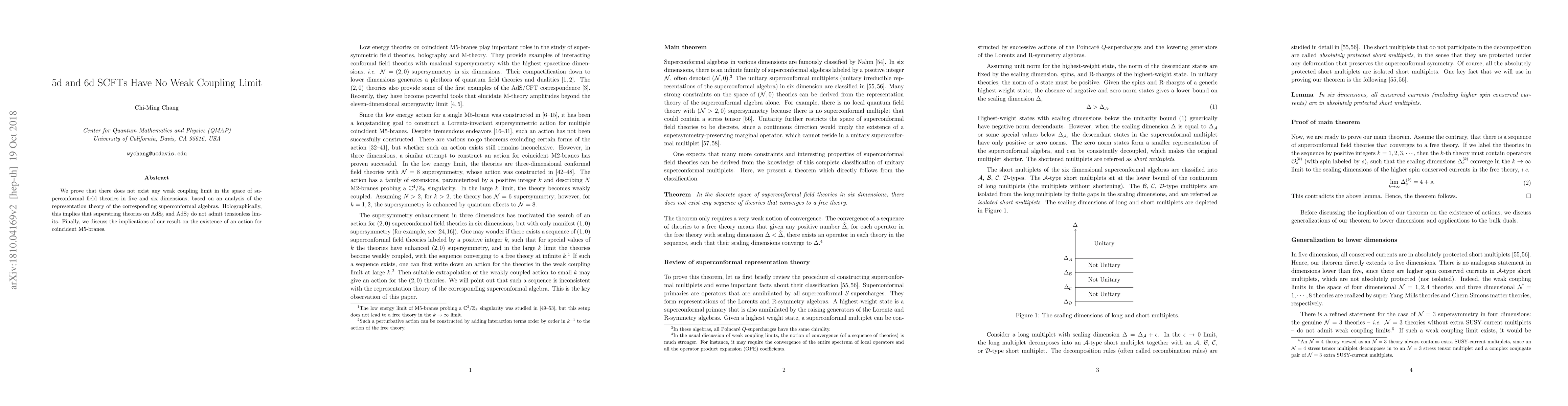 Thumbnail for 5d and 6d SCFTs Have No Weak Coupling Limit