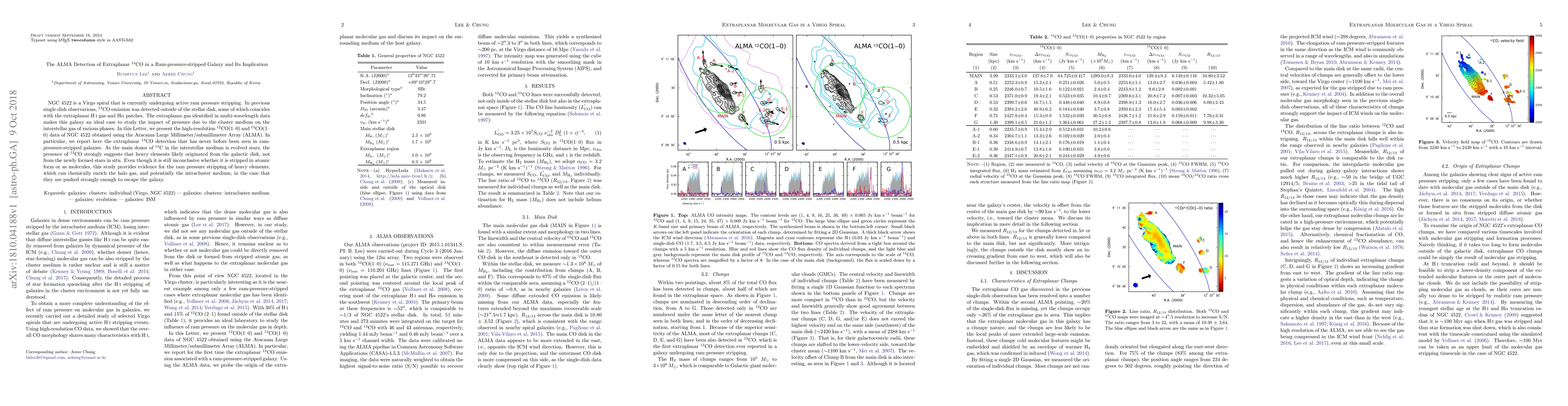 Thumbnail for The ALMA Detection of Extraplanar 13CO in a Ram-pressure-stripped Galaxy
  and Its Implication