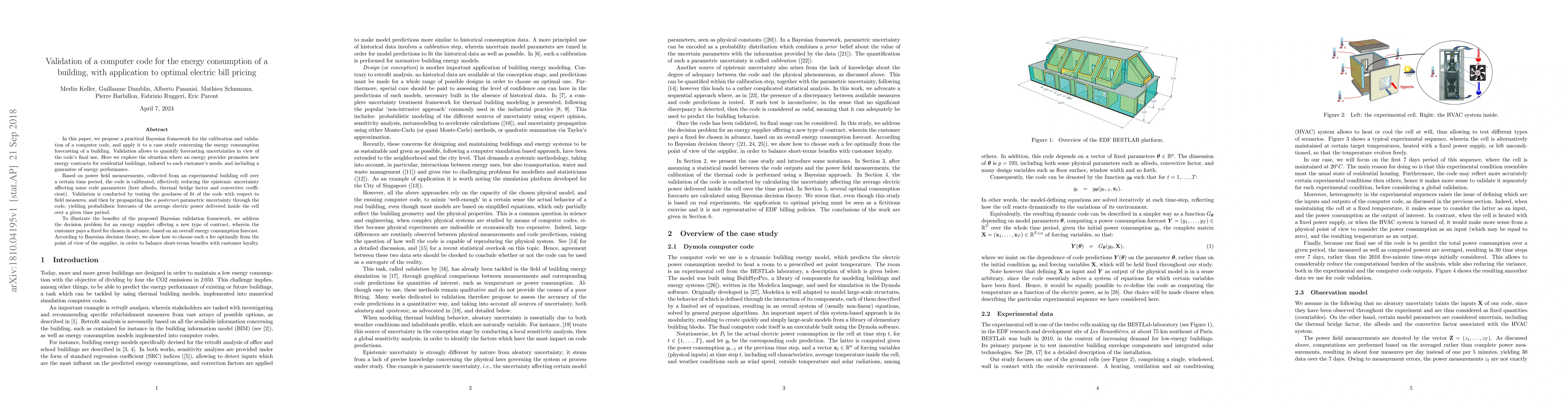 Thumbnail for Validation of a computer code for the energy consumption of a building,
  with application to optimal electric bill pricing