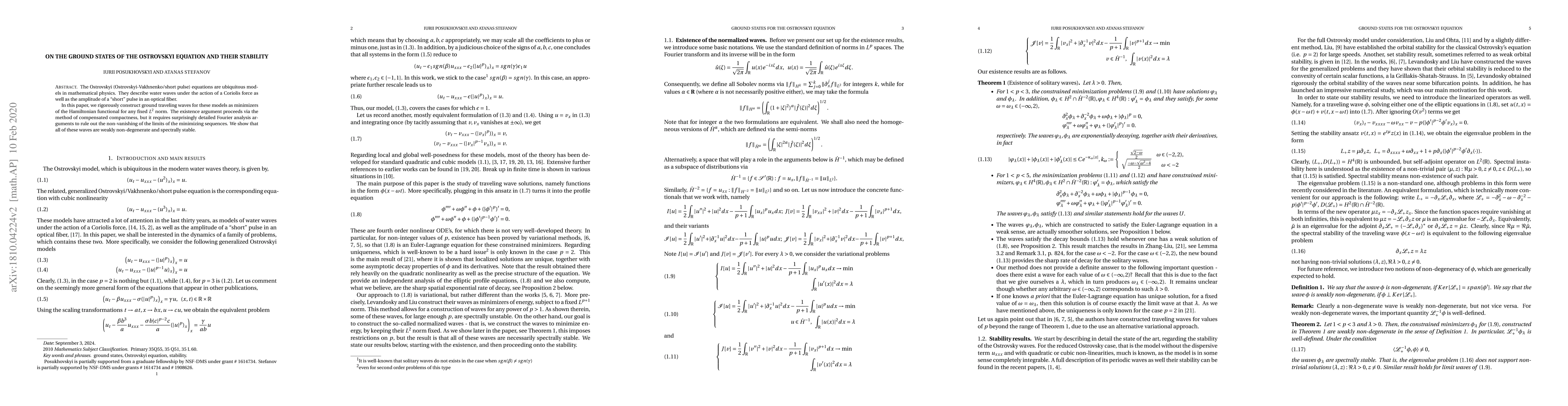 Thumbnail for On the ground states of the Ostrovskyi equation and their stabilit
