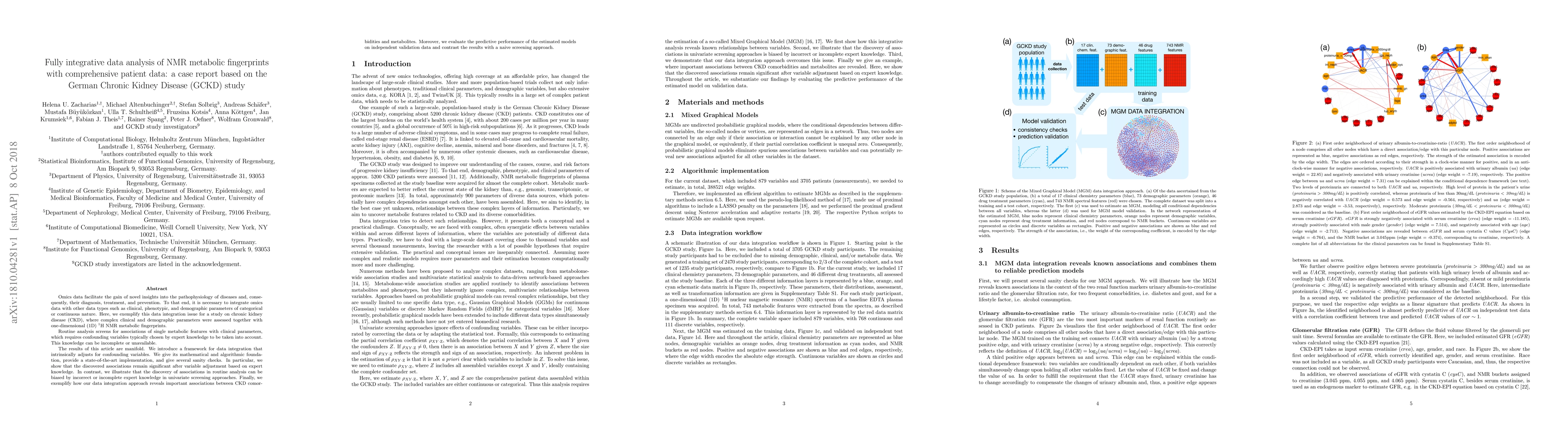 Thumbnail for Fully integrative data analysis of NMR metabolic fingerprints with
  comprehensive patient data: a case report based on the German Chronic Kidney
  Disease (GCKD) study