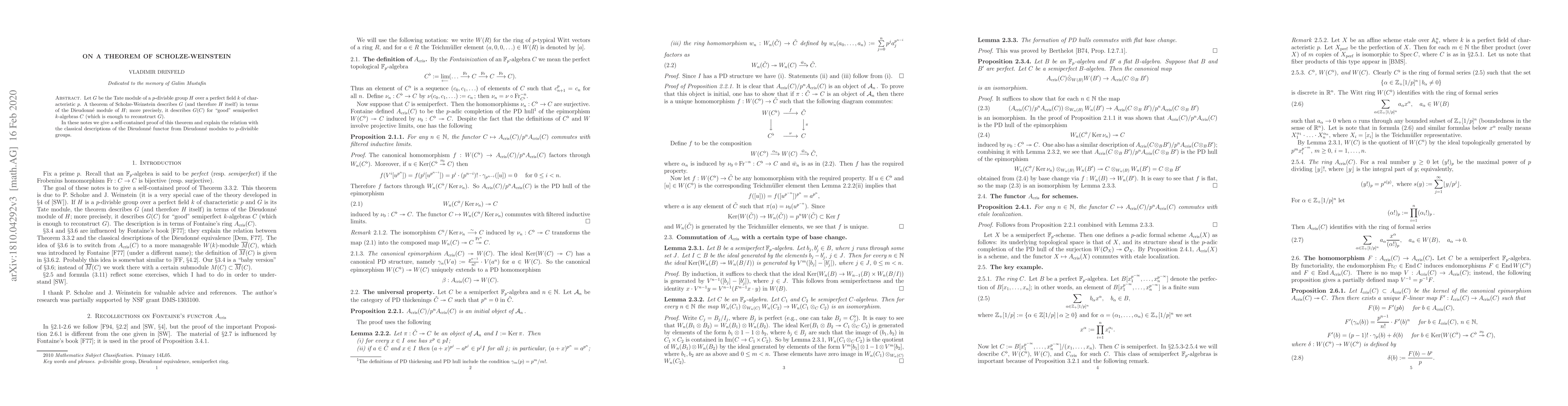 Thumbnail for On a theorem of Scholze-Weinstein