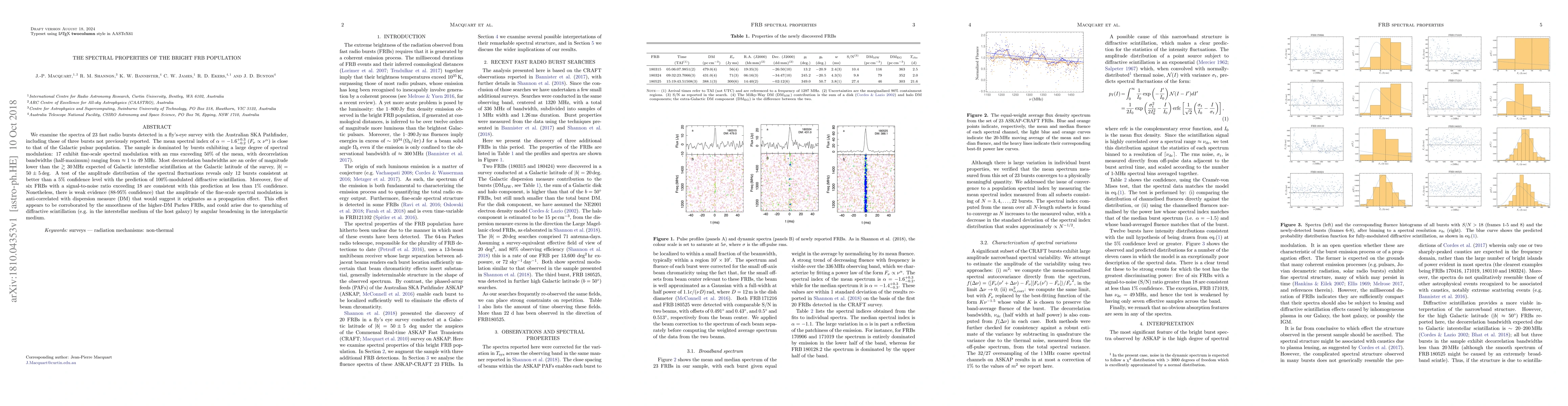 Thumbnail for The spectral properties of the bright FRB population