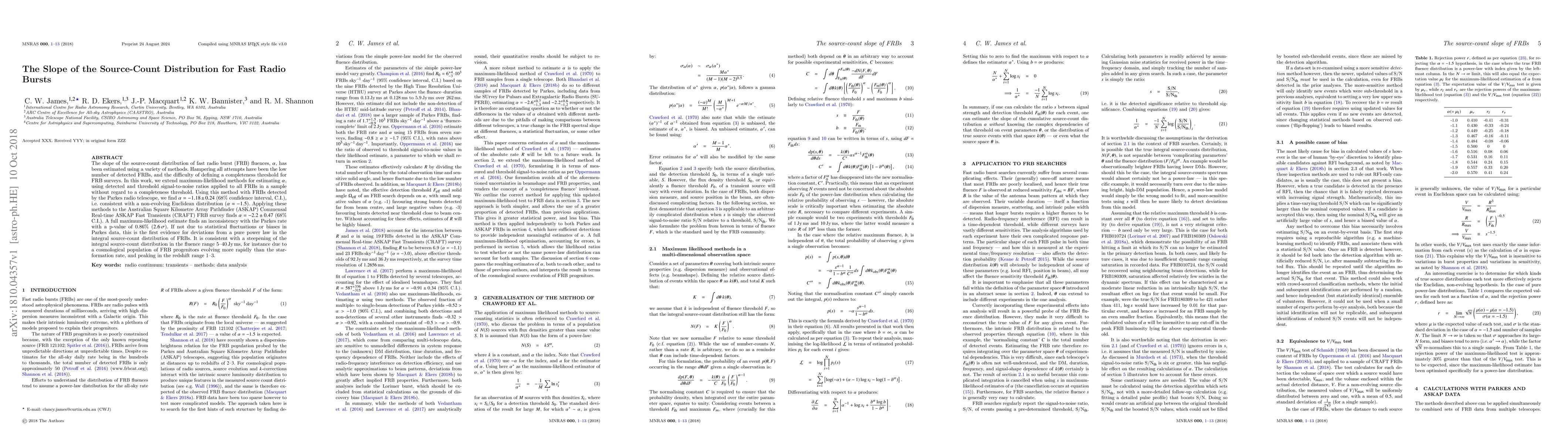 Thumbnail for The Slope of the Source-Count Distribution for Fast Radio Bursts